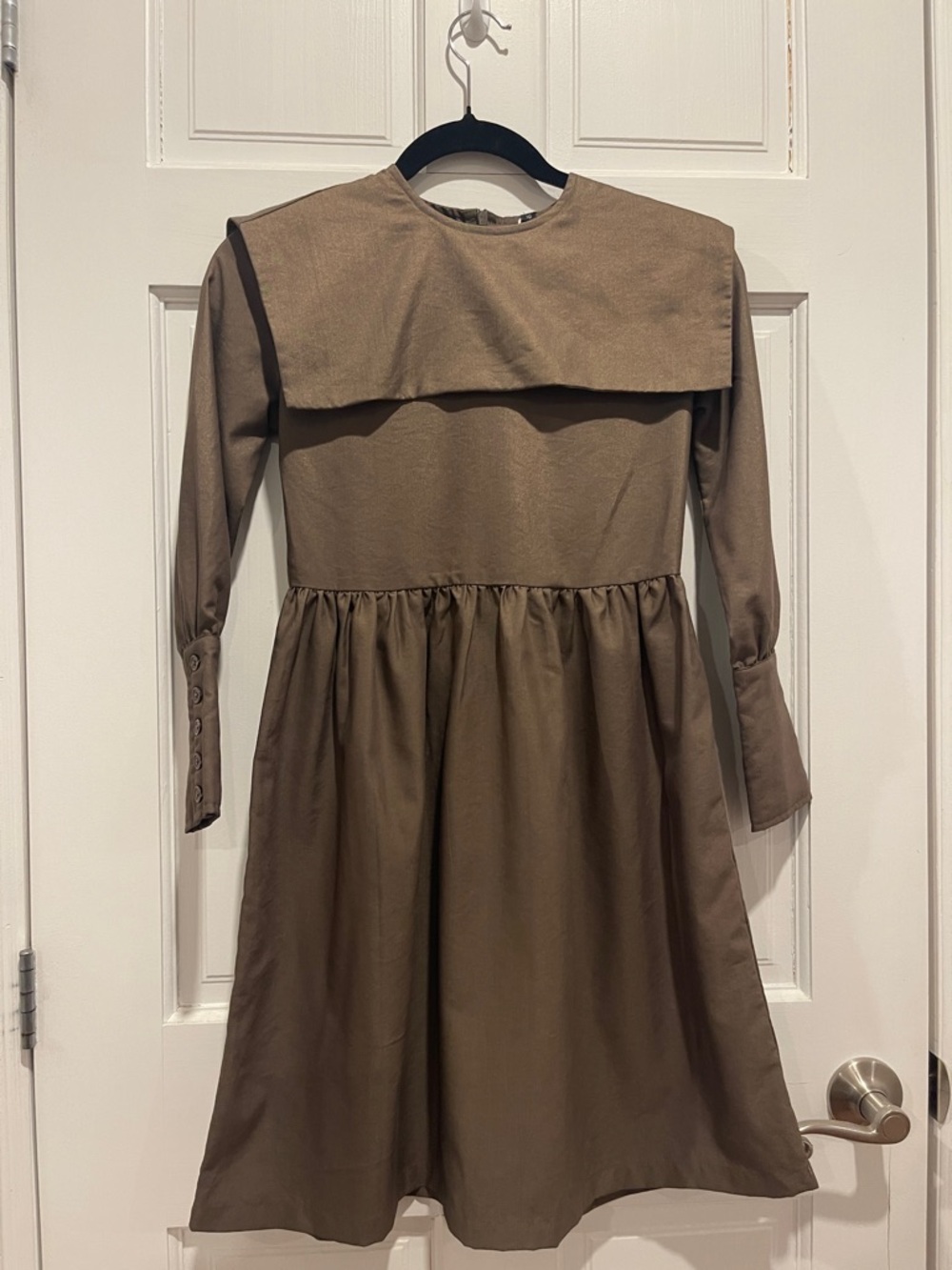 Olive Brown Long Sleeve Sailor Collar Dress